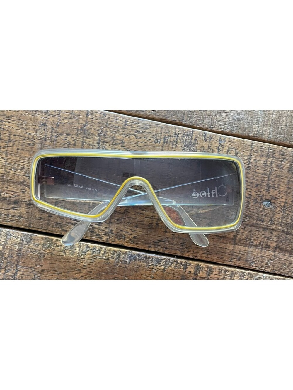 Vintage CHLOE Asymmetrical Clear Frame Sunglasses Made in Italy Stella McCartney